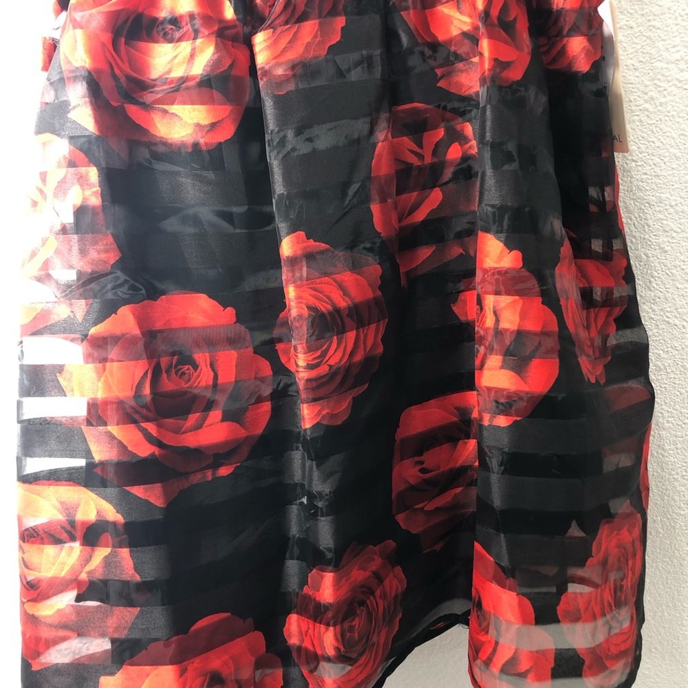 Black and red floral skirt